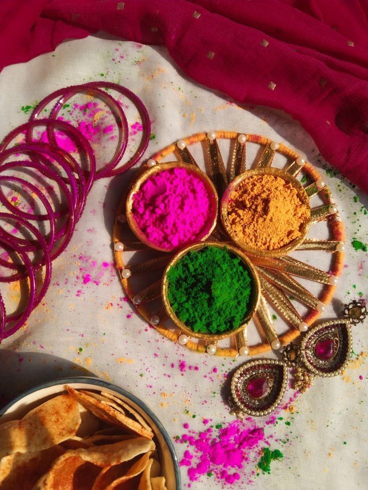 friendly holi colours eco-friendly powder colors in glass bowls